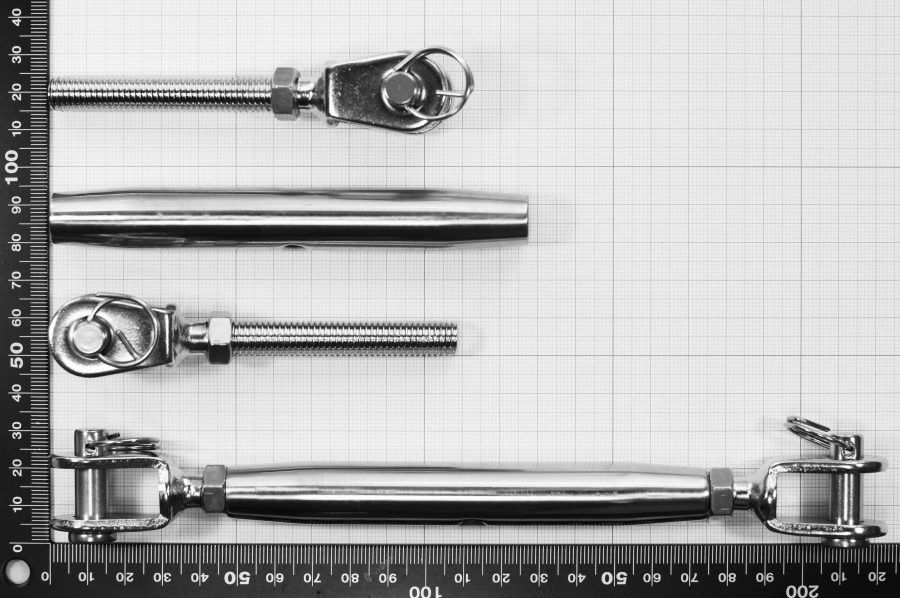 M10 Turnbuckle with Two Forks, stainless steel AISI 316 marine grade