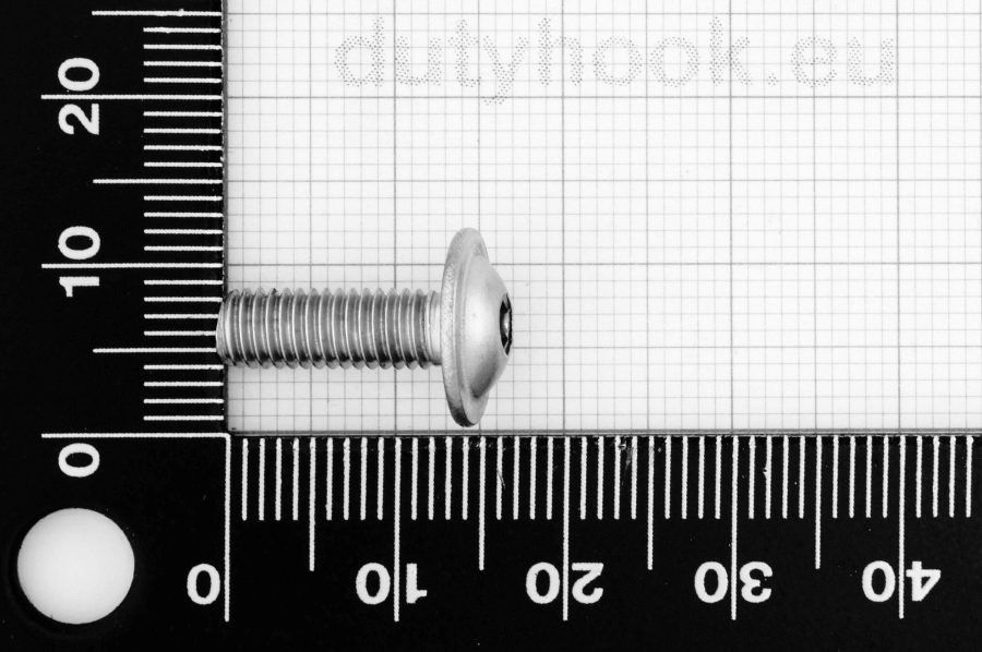 M5x14 Pan Head Screw with Flange, fully threaded, ISO 7380, stainless steel AISI 316
