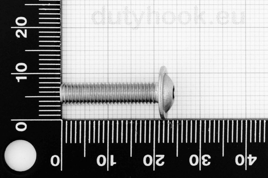 M5x22 Pan Head Screw with Flange, fully threaded, ISO 7380, stainless steel AISI 316