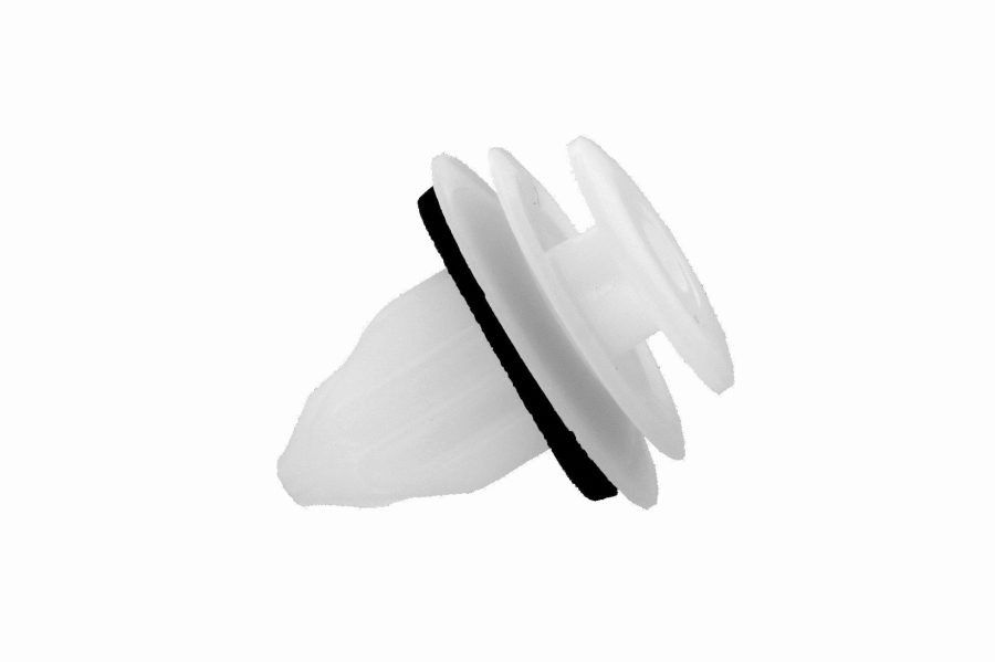 Plastic Clip for 8.3x8.6 mm hole with foam sealing, white plastic