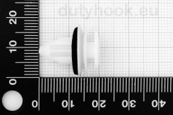 Plastic Clip for 8.3x8.6 mm hole with foam sealing, white plastic