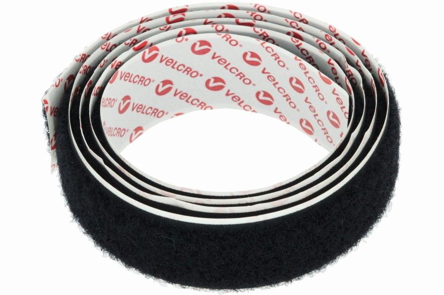 25 Velcro liimitav takjariba, vildiga pool, must, 1m mõõdukaup