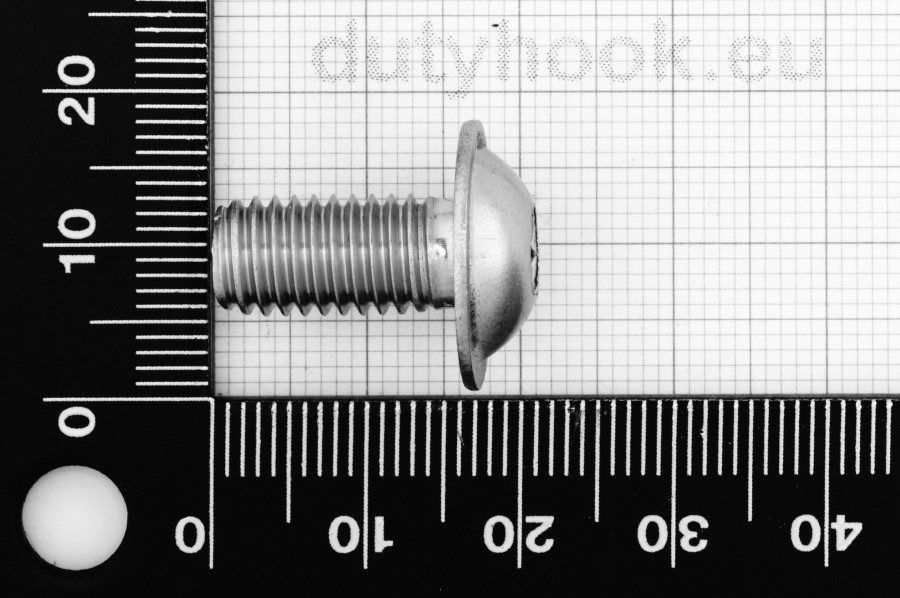 M8x16 Pan Head Screw with Flange, fully threaded, ISO 7380, stainless steel AISI 316