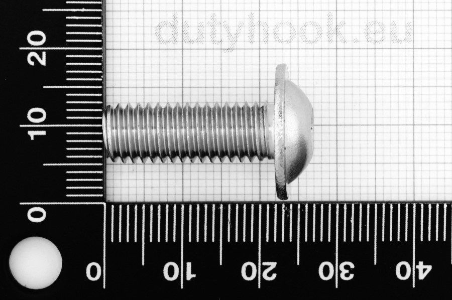M8x22 Pan Head Screw with Flange, fully threaded, ISO 7380, stainless steel AISI 316