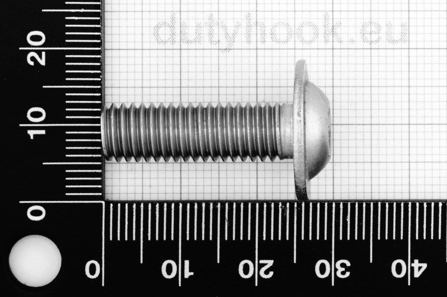 M8x25 Pan Head Screw with Flange, fully threaded, ISO 7380, stainless steel AISI 316
