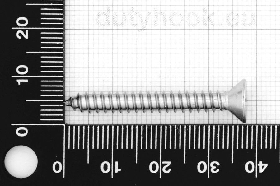 4.8x38 Flat Head Countersunk Cross Recessed Tapping Screw DIN 7982, stainless steel AISI 316