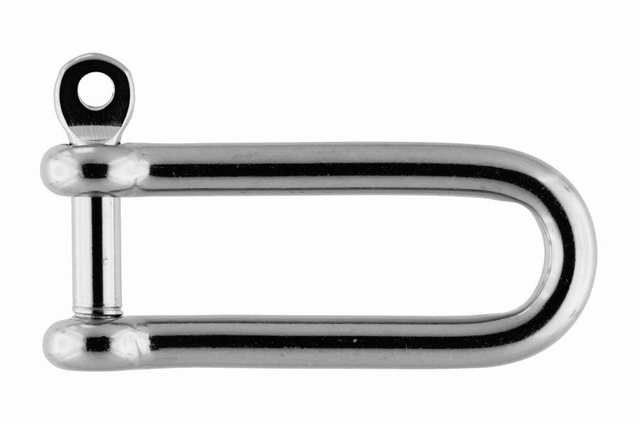 8x80 Long D-shackle with captive pin, stainless steel AISI 316