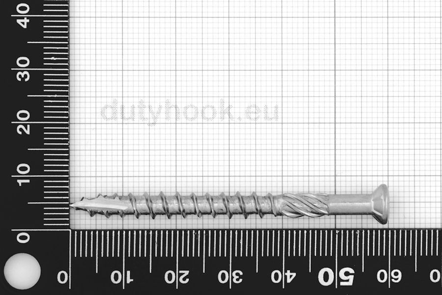5x60 Teracce Screw, partially threaded, torx key T25, point fluted, stainless steel AISI 316