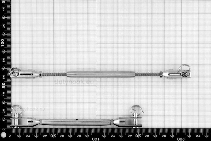 M5 Turnbuckle with Two Forks, milled, stainless steel AISI 316 marine grade