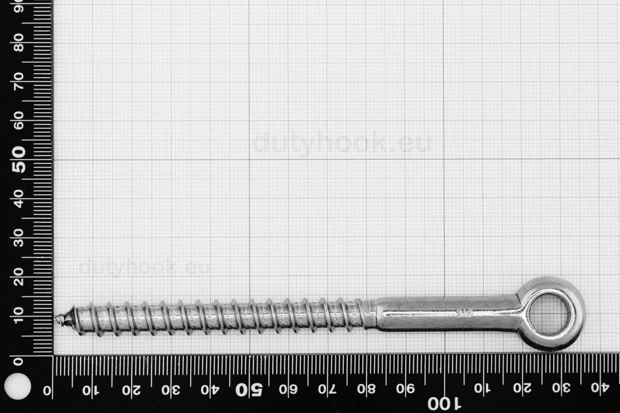 10x120 Eye Bolt with Wood Thread, stainless steel AISI 316 marine grade