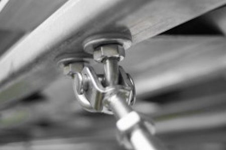 U-bolt separated by plastic washers